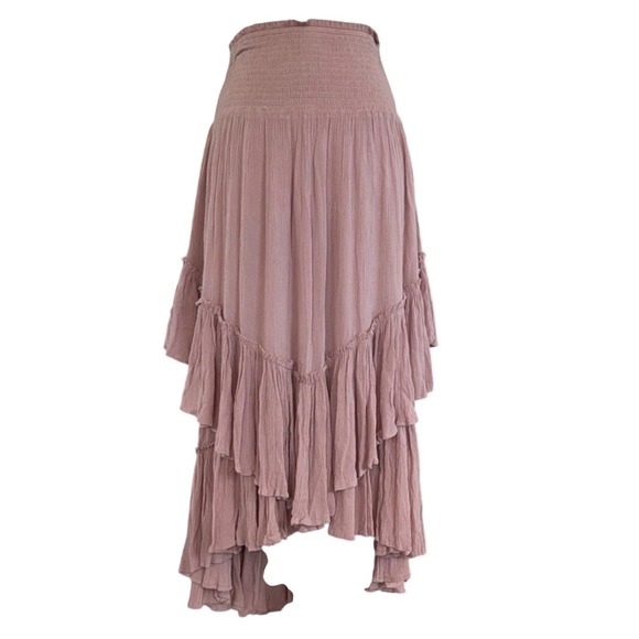 Free People Dresses & Skirts - Free People Extratropical Maxi Skirt Mauve Purple Smocked Tiered Ruffle Small